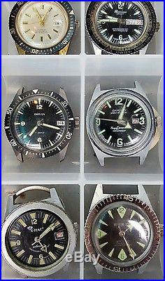 Big job lot vintage diver style watches for parts repair & restoration one money