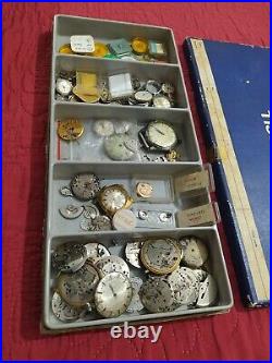 Big lot Vintage Watchmaker movements spare parts repair Mostly Swiss