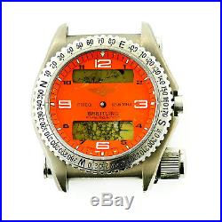 Breitling E56321 Emergency Orange Dial Chrono Titanium Watch For Parts+repairs