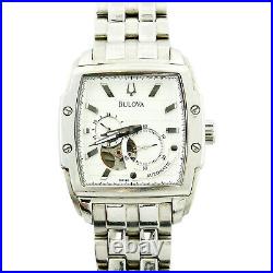 Bulova C869968 White Dial Skeleton Stainless Steel Watch As Is For Parts+repairs