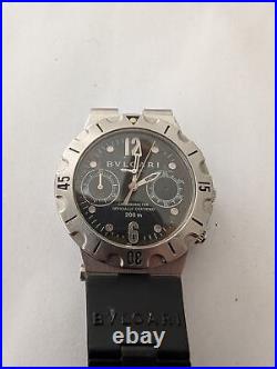 Bvlgari Diagono Scb38s Chronograph Stainless Steel Watch For Parts Or Repairs