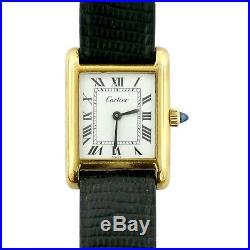 Cartier Ladies 18k Solid Gold Electroplated Tank On Strap For Parts And Repairs