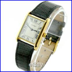 Cartier Midsize 18k Solid Gold Electroplated Tank On Strap For Parts And Repairs