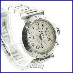 Cartier Pasha 1050 White Dial Chrono Stainless Steel Watch For Parts And Repairs
