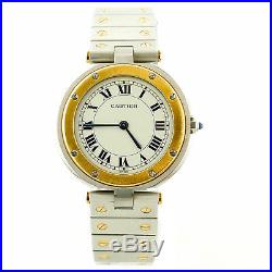 Cartier Santos Round 2-tone Ss/18k Yg Midsize Watch Good Cond For Parts/repairs