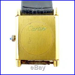 Cartier Tank Vermeil White Dial Quartz 18k Gold Plated Watch For Parts/repairs