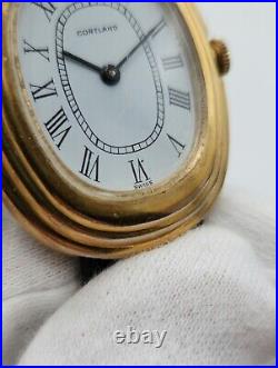 Cortland Men's Vintage Gold Tone Mechanical Swiss Made Watch FOR PARTS/REPAIR