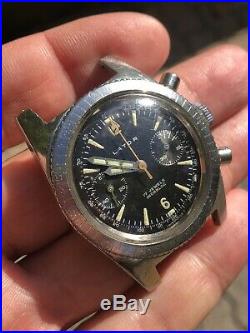 Diver Lator Chronograph Original Working For Parts Repair Dial Watch Vintage