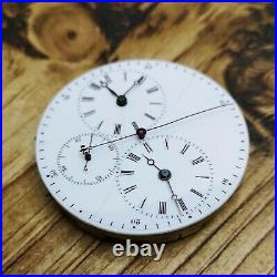Dual Train & Time Zone Swiss Antique Pocket Watch Movement For Repair (P130)