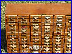 Excellent Antique Oak 72 Drawer Watchmaker Parts Repair Cabinet