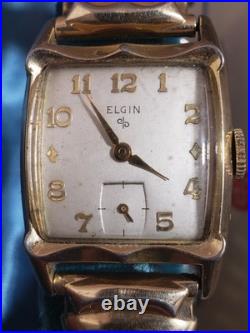 Elgin DuraPower Watch Rgp Bezel Gold Filled Band Parts or Repair