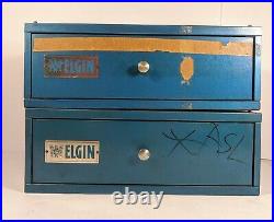 Elgin Watch Repair Kit Cabinet Vintage Blue RARE