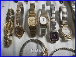 Estate Clean Outs 28 Vintage Wrist Watch s Lot Parts and Repair Gold Silver
