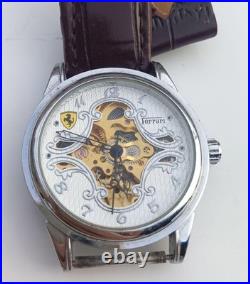 Ferrari Skeleton Automatic Watch Open Heart See Through Case Junk Parts Repair