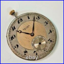 Fine Movado Swiss Stem At 12 Pocket Watch Movement For Repair / Parts