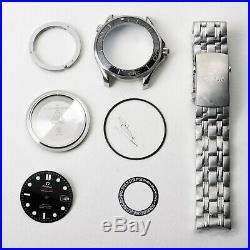 Fit 2824 movement 316L case kit watch repair parts for fix black seamaster