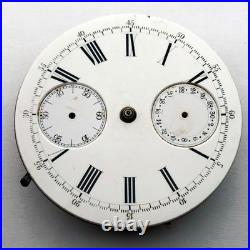 For Part ANTIQUE Pocket Watch Swiss Mechanism Chronographe Repair Enamel Dial