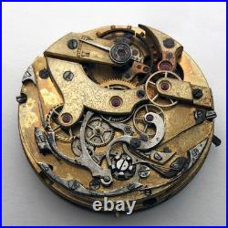 For Part ANTIQUE Pocket Watch Swiss Mechanism Chronographe Repair Enamel Dial