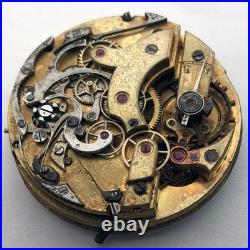 For Part ANTIQUE Pocket Watch Swiss Mechanism Chronographe Repair Enamel Dial