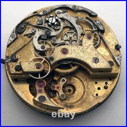 For Part ANTIQUE Pocket Watch Swiss Mechanism Chronographe Repair Enamel Dial