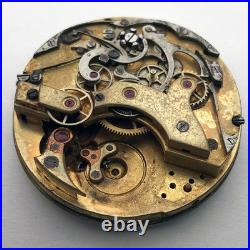 For Part ANTIQUE Pocket Watch Swiss Mechanism Chronographe Repair Enamel Dial