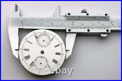 For Part ANTIQUE Pocket Watch Swiss Mechanism Chronographe Repair Enamel Dial