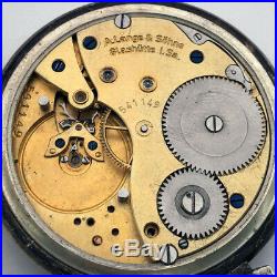 For Part Lange & Sohne Glashutte Silver Black Dial Pocket Watch Vintage Repair
