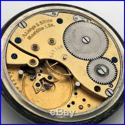 For Part Lange & Sohne Glashutte Silver Black Dial Pocket Watch Vintage Repair