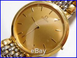 For Repair or Parts! Vintage Omega De Ville Quartz Combi Gold Plated Men's Watch