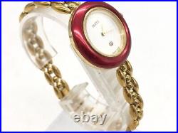 GUCCI 11/12 Change Bezel Watch White Dial metal Red For Parts Or Repair