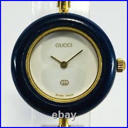 GUCCI Change Bezel 11/12.2 Watch Quartz Gold Navy Blue JUNK For parts/ Repair