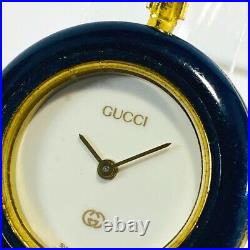 GUCCI Change Bezel 11/12.2 Watch Quartz Gold Navy Blue JUNK For parts/ Repair