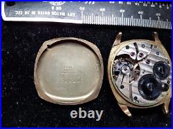 Gruen 14kt Gold Filled Cushion Case 15j Vintage Watch For Repair Or Trench Parts