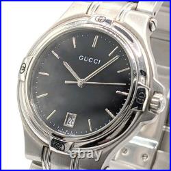 Gucci 9040M Vintage Quartz Men's Watch Black Dial Date FOR PARTS OR REPAIR AS-IS