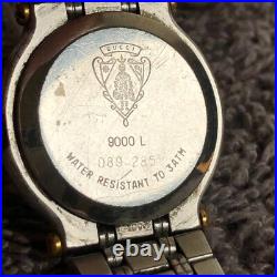 Gucci Women 9000L Fashion Date Two Tone Quartz For Watch Parts Or Repair Only