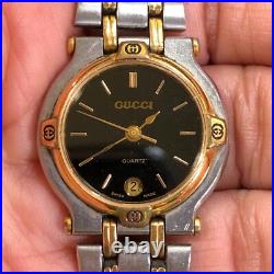Gucci Women 9000L Fashion Date Two Tone Quartz For Watch Parts Or Repair Only