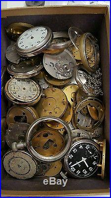Huge Lot Antique Pocket Watch Cases Parts Faces Repair Over 40 Makers