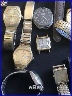 HUGE VINTAGE WATCH LOT OF 22 For Parts Repair Resale Nice Lot With ROLEX BOX