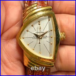 Hamilton Ventura Women 6334 Brown Leather Quartz For Watch Parts Or Repair Only