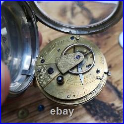Heavy (153g) Chester Silver Pocket Watch Fusee Movement for Repair (L2)