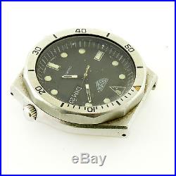 Heuer 1000 980.004 Black Dial Stainless Steel Watch Head For Parts Or Repairs
