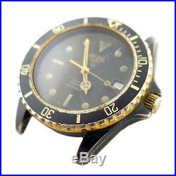 Heuer 1000 Prof 980.029l Black Dial Stainless Steel Watch Head For Parts/repairs
