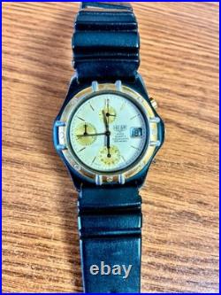 Heuer 2000 Chrono 256.006-1 37mm Black Pvd Watch For Parts Or Repairs