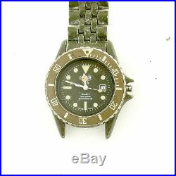 Heuer Diver 981.015n Military Olive Coated S. S. Head + Bracelet Parts/repairs