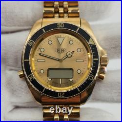 Heuer Men's Vintage Ana-Digi Gold Tone Quartz Watch FOR PARTS / REPAIR