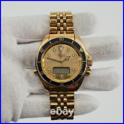 Heuer Men's Vintage Ana-Digi Gold Tone Quartz Watch FOR PARTS / REPAIR
