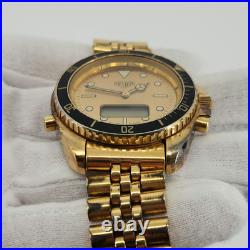 Heuer Men's Vintage Ana-Digi Gold Tone Quartz Watch FOR PARTS / REPAIR