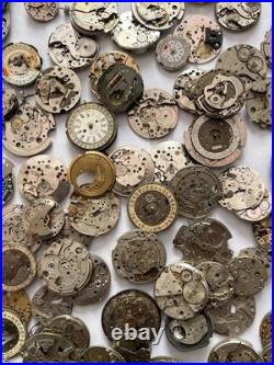 Huge 1000g+ Vintage Mechanical Watch Movement Parts Repair Lot Mixed Incomplete