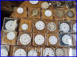 Huge Lot Pocket Watch Parts From Watch Repair Estate. Elgin Waltham & More