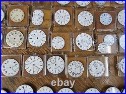 Huge Lot Pocket Watch Parts From Watch Repair Estate. Elgin Waltham & More